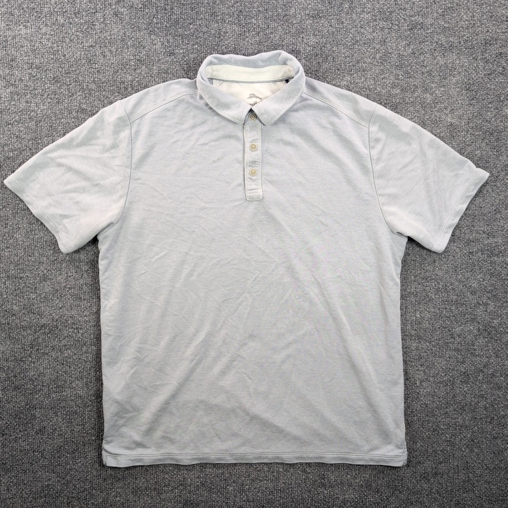 Tommy Bahama Emfielder Polo Shirt Mens Large L Gray Short Sleeve Golf Casual